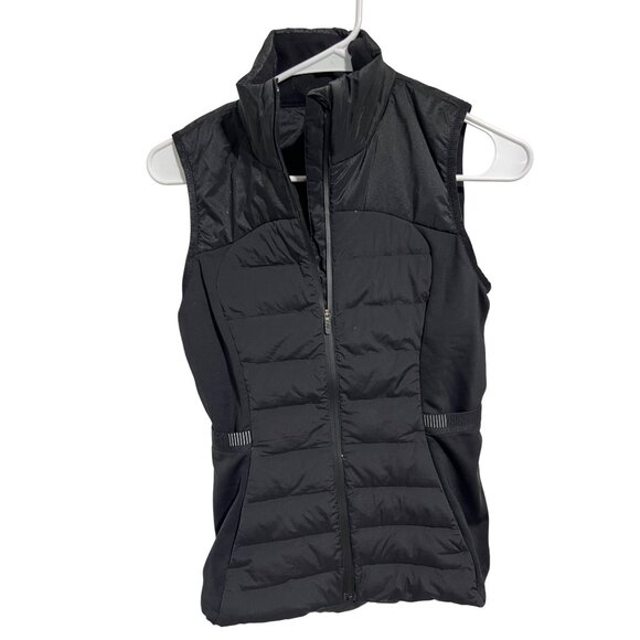 Lululemon Womens Black Puffer Vest Size M With Full-Zip & Reflective Details - Picture 1 of 13